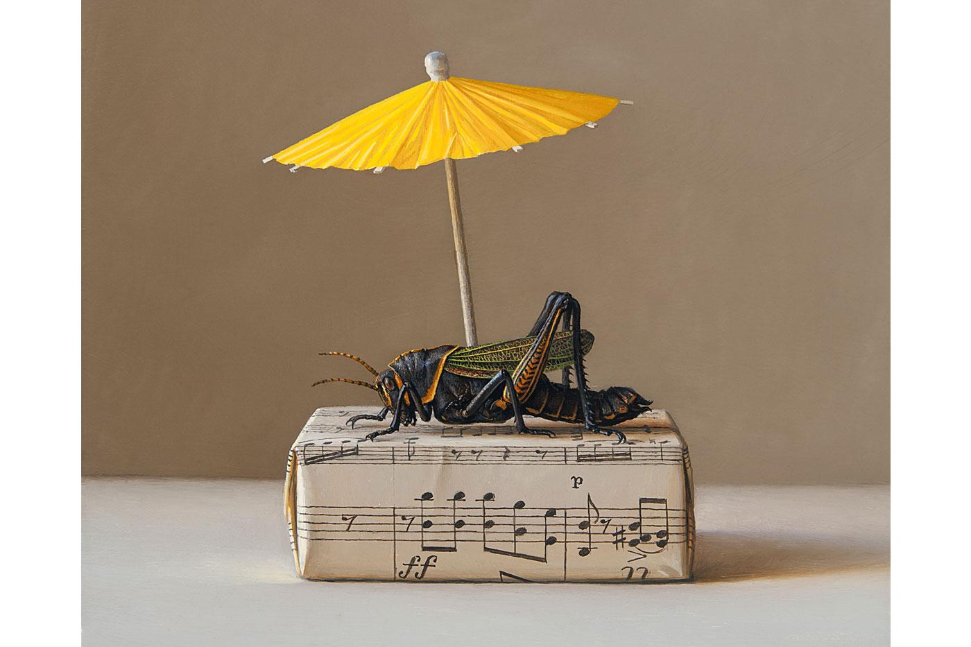 Scott Fraser realism painting Sunbathinig Grasshopper