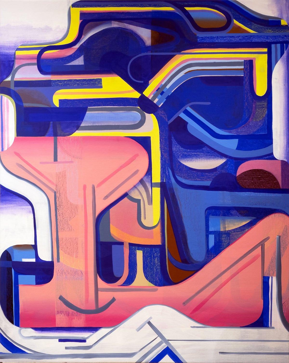 Tom Burckhardt, Peeping Tomorrows, 2023. Oil on linen. 60 by 48 inches