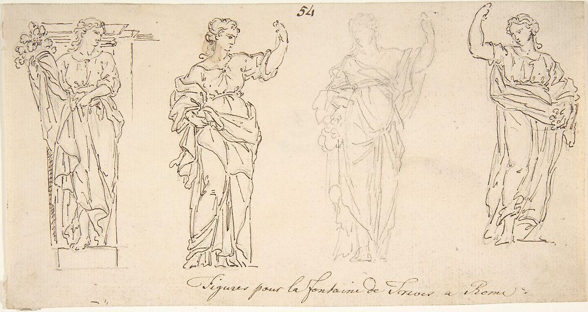 Unknown (French), Design for Female Figures for the Trevi Fountain, 18th century. The Metropolitan Museum of Art, New York City. 