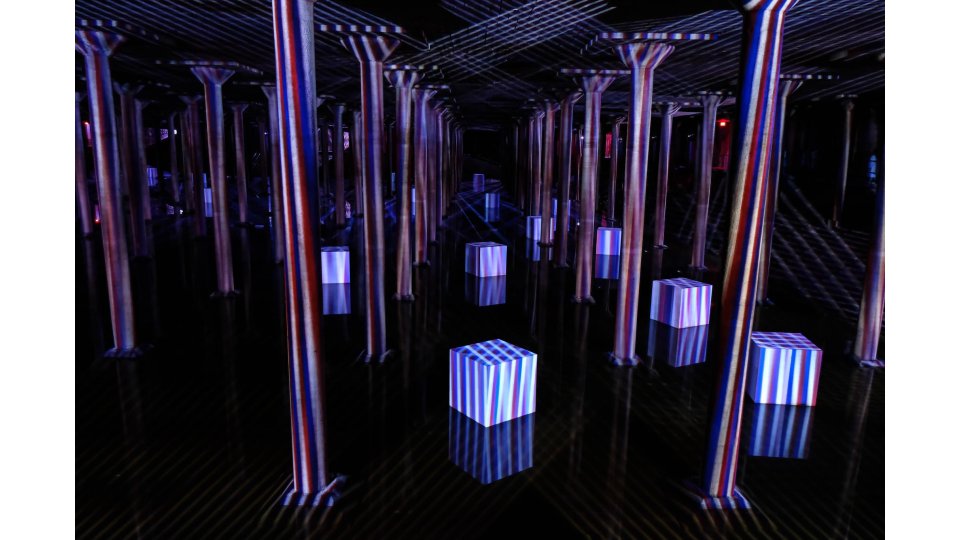 Spatial Chromointerference, installed at the Buffalo Bayou Cistern