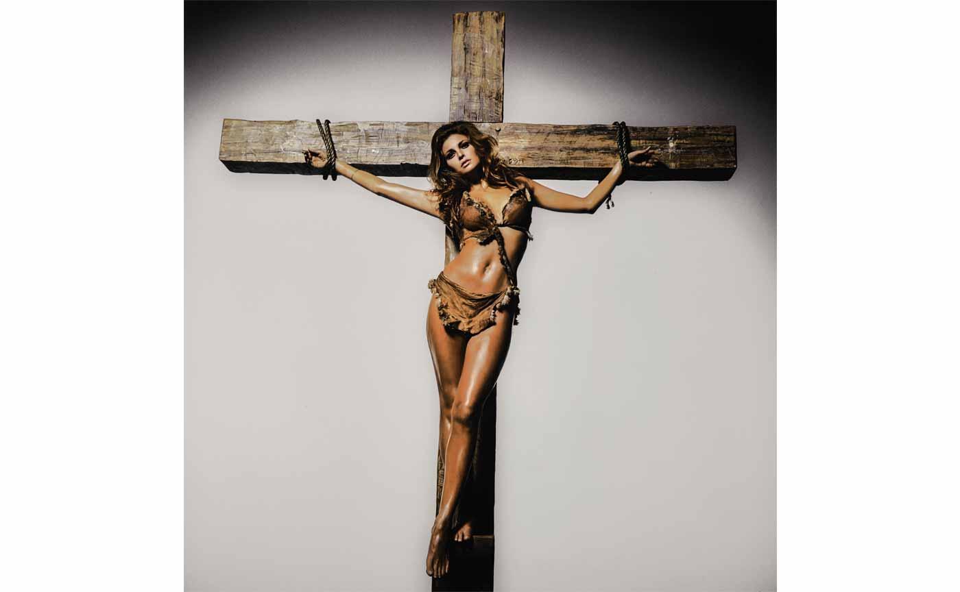 Raquel Welch on the Cross