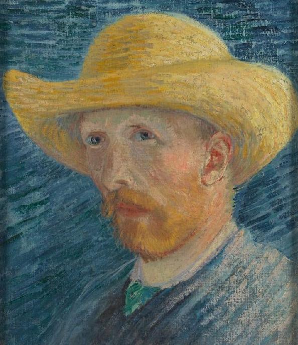 Vincent van Gogh, Self-Portrait with Straw Hat (obverse- Still Life with Bottles and Earthenware), Paris, July-August 1887. Oil on canvas. 41.8 x 31.5 cm.