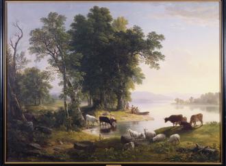 Hudson River Looking Toward the Catskills, 1847, Asher Brown Durand, oil on canvas, Fenimore Art Museum, Cooperstown, New York, Gift of Stephen C. Clark. N0391.1955. Photograph by Richard Walker.