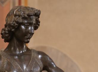 Andrea del Verrocchio, Detail of David with the head of Goliath, c. 1466 - 69. Bronze. Bargello National Museum.