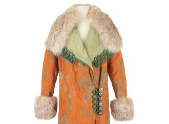 Paul Poiret, Evening coat, circa 1910, Gros de Tours trimmed with gold thread and silver-plated brocade, taffeta, trimmings, and silver-plated metal;