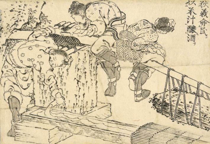 Hokusai print of laborers