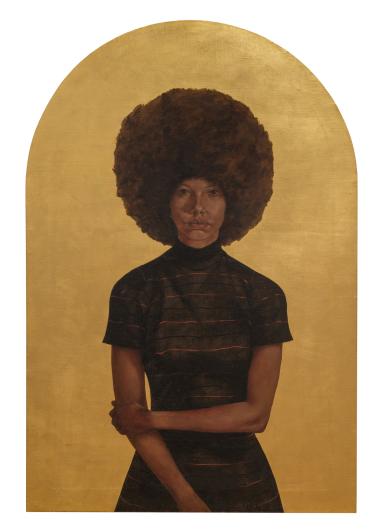 Barkley L. Hendricks, Lawdy Mama, 1969. Oil and gold leaf on canvas. 53 3/4 x 36 1/4 in. (136.5 x 92.1 cm). Studio Museum in Harlem; gift of Stuart Liebman, in memory of Joseph B. Liebman. Artwork: © Barkley L. Hendricks; courtesy of the Estate of Barkley L. Hendricks and Jack Shainman Gallery, New York