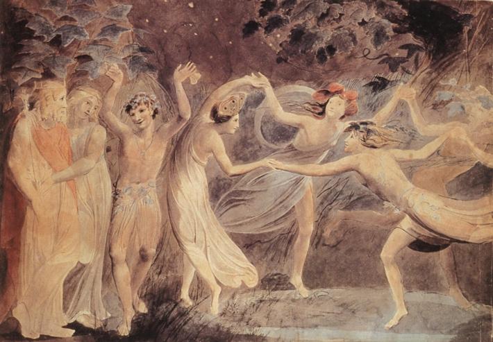 4 william Blake, Oberon, Titania and Puck with Fairies Dancing, 1785. 