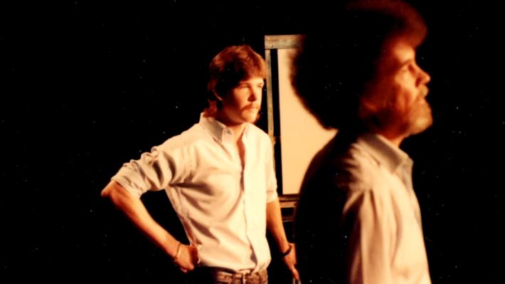7. Bob Ross- Happy Accidents, Betrayal & Greed - Production Still of Bob and Steve Ross teaching together. 