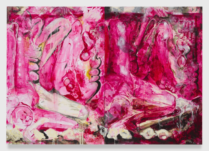 Jo Messer, Icing can go anywhere, 2023. Oil on panel, 55 x 78 in. 