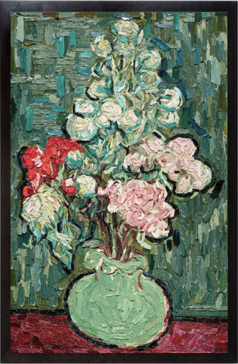 Vik Muniz, Vase of flowers, after Van Gogh (Brushstroke series), 2024. Archival inkjet print, edition of 6 + 4 AP. 62.8 x 40 in, 159,5 x 101,6 cm. Courtesy  Nara Roesler, São Paulo, Rio de Janeiro, and New York.
