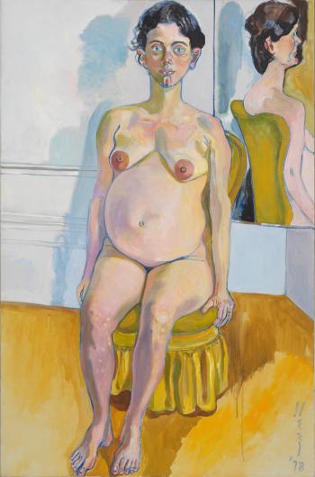 Alice Neel, Margaret Evans Pregnant, 1978. Oil on canvas. 57 3/4 × 38 1/2 in.