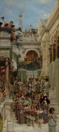 Alma Tadema painting of a festive procession through ancient Rome
