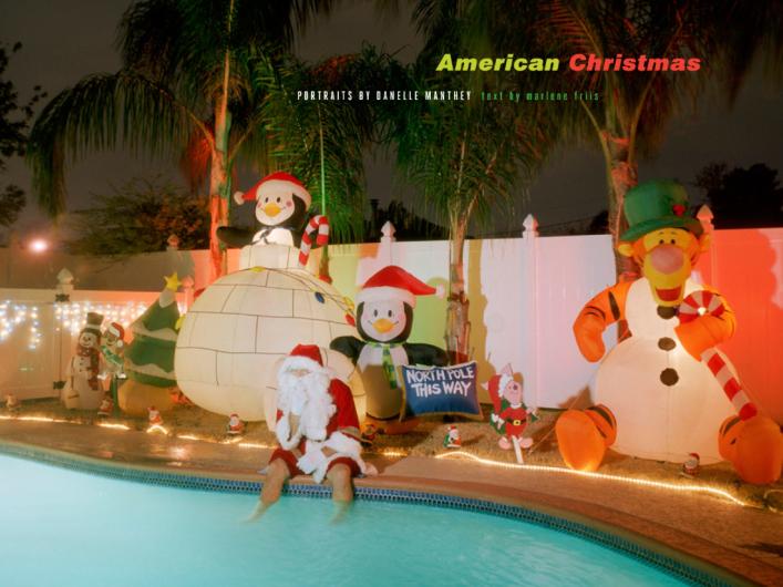 cover of american christmas book showing a santa claus sitting with his feet in a pool