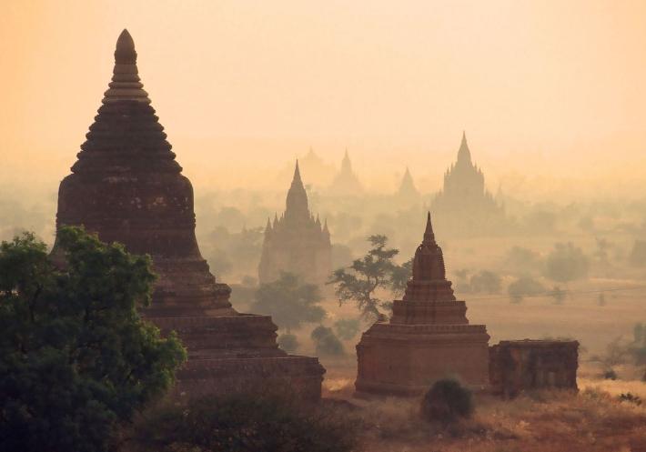 The city of Bagan set against the rising dawn. Credit- Nicholas Kenrick, flickr.