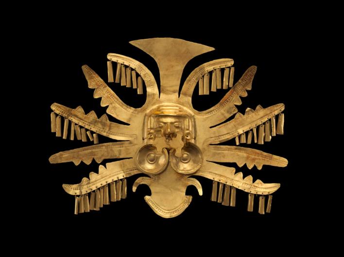 Unknown, Headdress Ornament, 1st–7th century. Made in Colombia, Calima (Yotoco). Gold. 8 1/2 × 11 1/2 ×1 1/4 in. (21.6 × 29.2 × 3.2 cm). 
