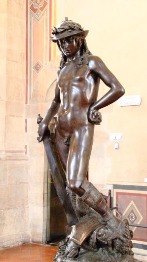 Donatello, David, 1440. Bronze. Museo Nazionale del Bargello, Florence, Italy. Wikimedia Commons.