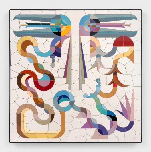 Eamon Ore-Giron, Talking Shit with Viracocha's Rainbow (variation III), 2024. Ceramic tile, 72 x 72 in. (182.9 x 182.9 cm). © Eamon Ore-Giron 2025. Courtesy the artist and James Cohan, New York