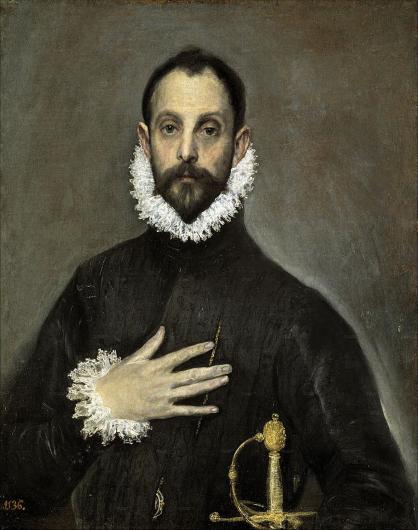 El Greco, The Nobleman with his Hand on his Chest, 1580. Oil on Canvas. 32.2 x 25.9 in. Museo del Prado, Madrid.