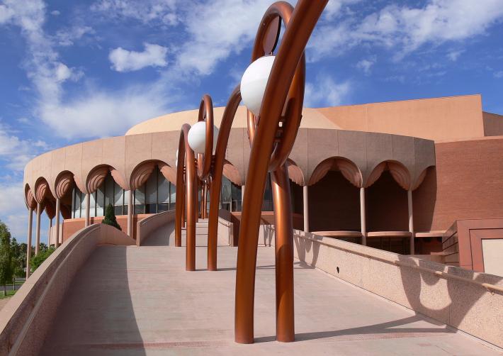 Arizona State University campus with sculptures