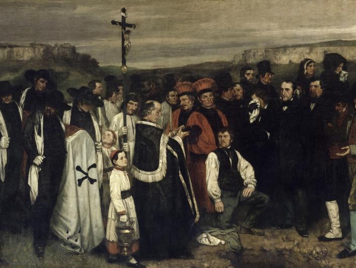 Gustave Courbet, A Burial at Ornans, 1849-50. Pre-restoration. Source.