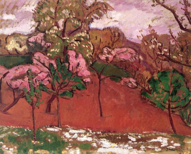 Béla Iványl-Grünwald painting of cherry blossom trees