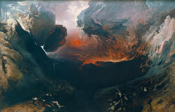 John Martin painting of the volcanic destruction of the earth