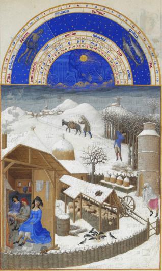The Very Rich Hours of the Duke of Berry illuminated manuscript of winter scene