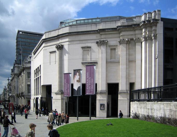 The Sainsbury Wing of the National Gallery, London, a large white stone building
