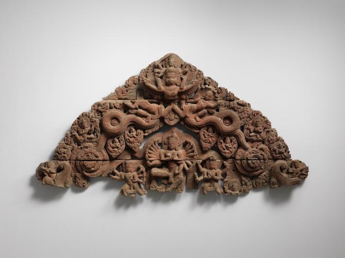 Nepal-Frieze-Rubin- 17th century CE carved wooden panel frieze from the Yampi Mahavihara Temple, Torana, Nepal. Currently house in the Rubin Art Museum but soon to be returned to Nepal.