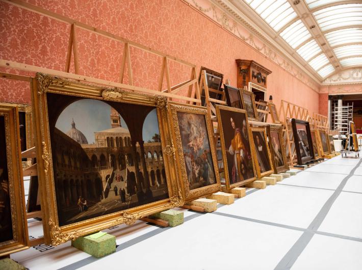 All of the Old Master paintings that usually hang in the Picture Gallery at Buckingham Palace have been removed from the walls for the first time in almost 45 years.
