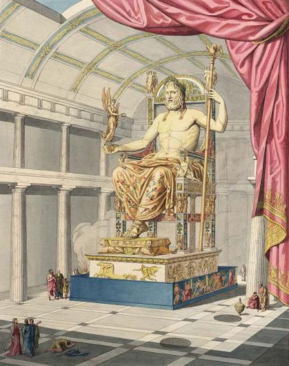 The Olympian Statue of Zeus as imagined in Antoine-Chrysostome Quatremère de Quincy's book, Le Jupiter Olympien, ou l'Art de la sculpture antique.