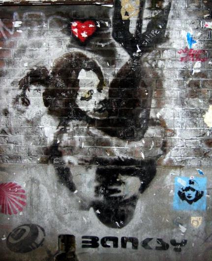 Photo of Banksy stencil art, January 2004. Brick Lane, London. Photograph by Michael Reeve. 