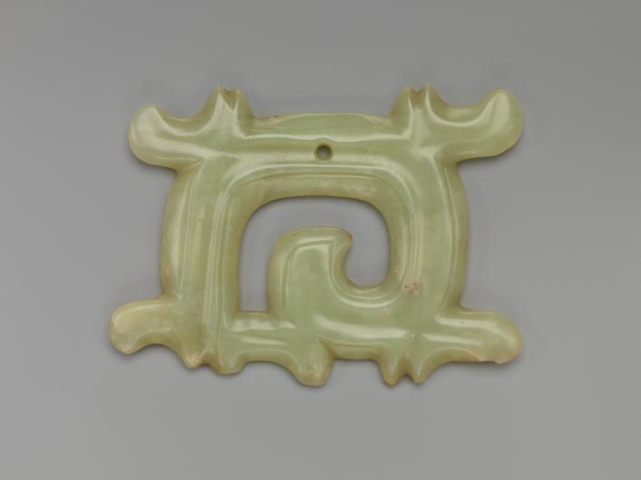 Made by the Hongshan culture during the Neolithic period, c. 3500–2000 B.C. Height is 2 7/8 in. (7.3 cm).