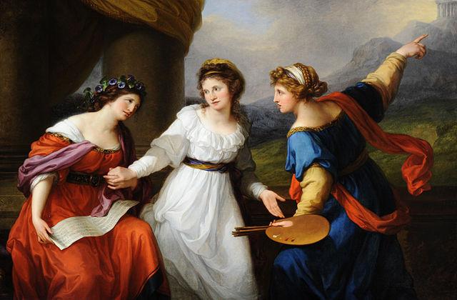 Angelica Kauffman, Self-portrait of the Artist Hesitating Between the Arts of Music and Painting, 1794.