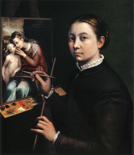 Sofonisba Anguissola, Self-portrait at the Easel Painting a Devotional Panel, 1556.