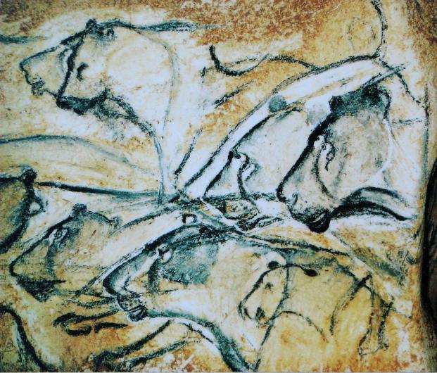 A replica of the lions in the Chauvet Cave (Ardèche, France) housed at Brno museum Anthropos (Czech Republic).