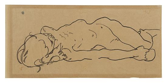 Egon Schiele, Reclining Nude Girl, circa 1918