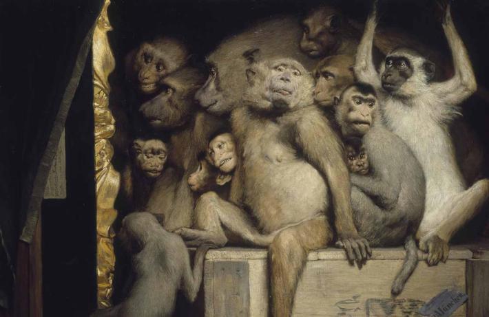 	Gabriel von Max, Monkeys as Judges of Art, 1889. Oil on canvas. Bavarian State Painting Collections.