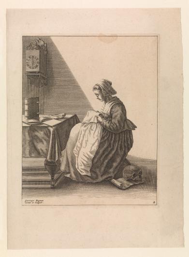 Image Caption: Geertruydt Roghman, A Young Woman Ruffling, Plate 2 from Five Feminine Occupations, c. 1640–57. The Metropolitan Museum of Art, New York.