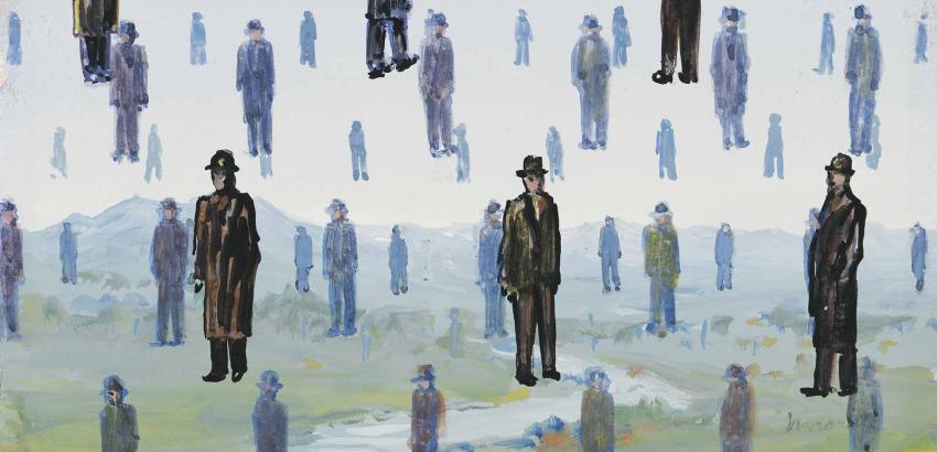 René Magritte, Golconda, 1953.