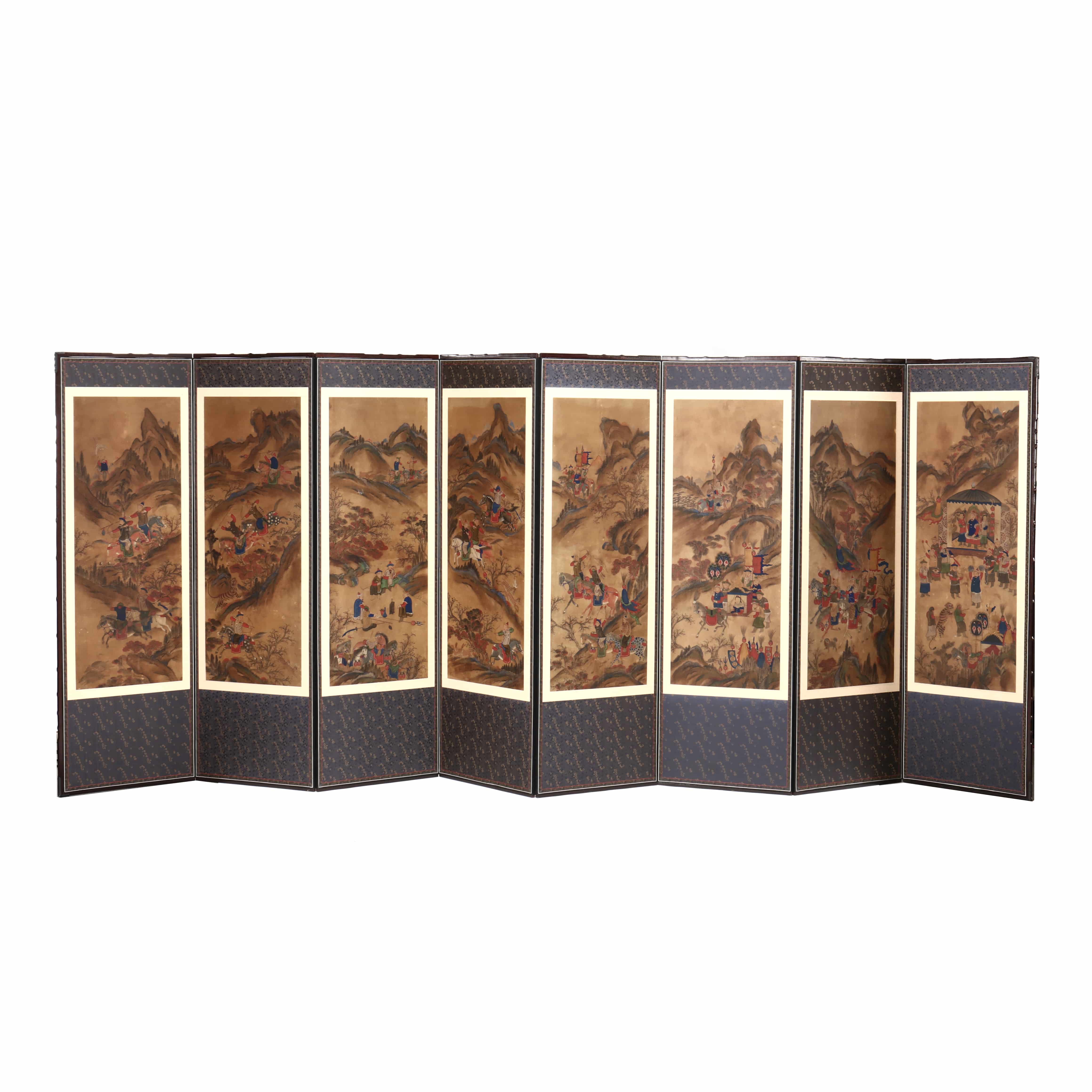 Eight Panel Korean Tiger Hunt Screen